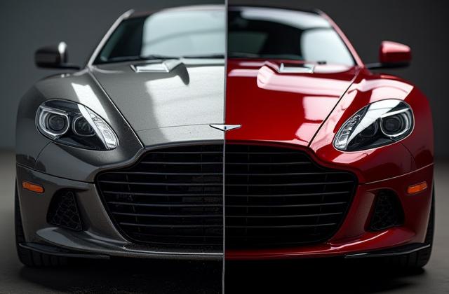 Auto sportiva prima e dopo il detailing