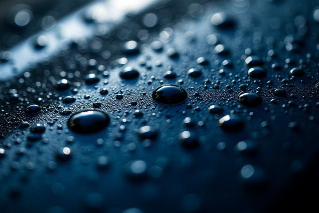 Goccioline d'acqua che scivolano su una superficie auto trattata con ceramic coating